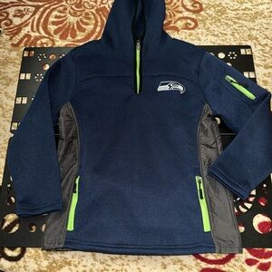 NFL Kids Navy and Gray Seattle Seahawks quarter zip sweater with Neon Accents